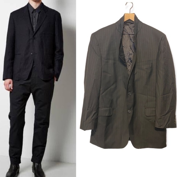 LIKE NEW Jos A Banks signature gold size 43 LG black blazer suit 100% wool - Picture 1 of 8